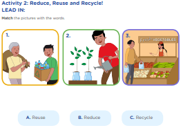 Activity 2: Reduce, Reuse and Recycle! LEAD IN: Match the pictures with the words