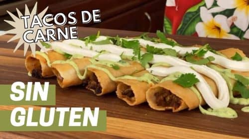 Receta de Tacos de carne mexicanos libres de gluten con salsa de aguacate